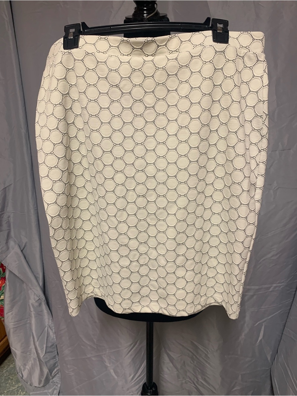 Leota Ivory Eyelet Circle Pencil Skirt